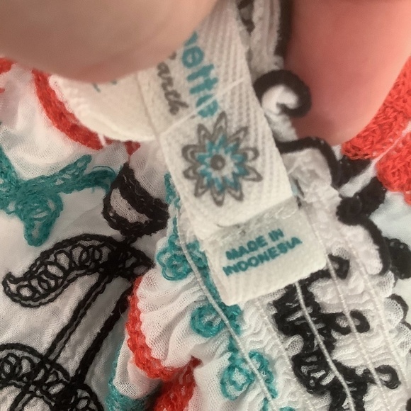 POUPETTE ST BARTH Floral Embroidered 3/4 Sleeve Blouse L‎ - Picture 13 of 16